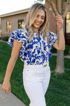 Carly Floral Flutter Sleeve Top
