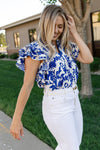 Carly Floral Flutter Sleeve Top