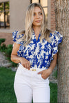 Carly Floral Flutter Sleeve Top