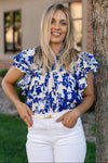 Carly Floral Flutter Sleeve Top