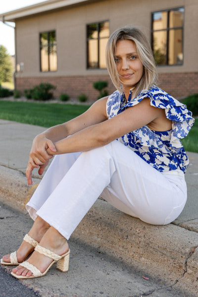 Carly Floral Flutter Sleeve Top