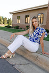 Carly Floral Flutter Sleeve Top