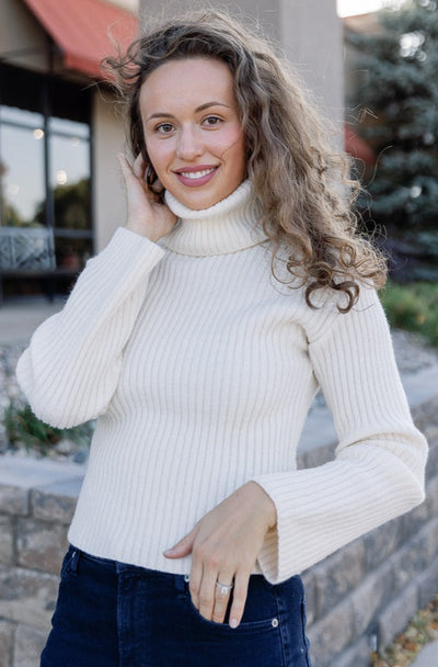 Janie Ribbed Turtleneck Sweater