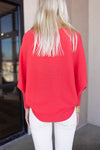 Kira Ribbed Dolman Sweater, Lucky Red