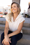 Erin 1/4 Zip Sweater Vest, Cream