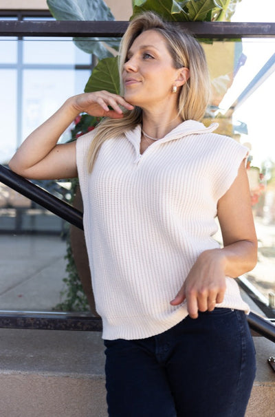 Erin 1/4 Zip Sweater Vest, Cream