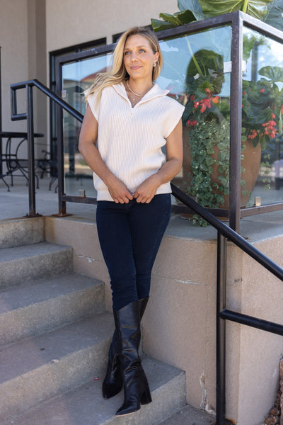 Erin 1/4 Zip Sweater Vest, Cream