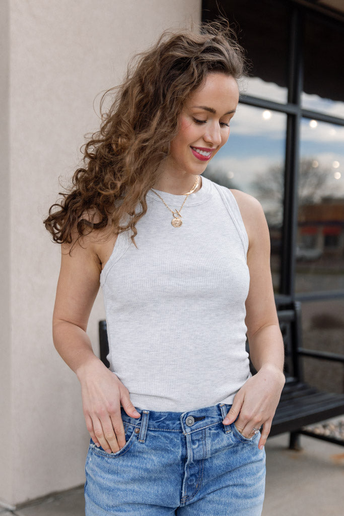 COH Isabel Rib Tank, Heather Grey