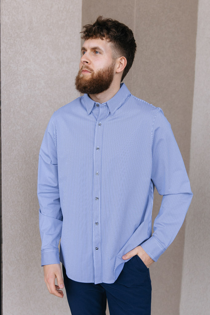 Rhone Commuter Shirt, Blue Stripe Rhone Commuter Shirt, Blue Stripe
