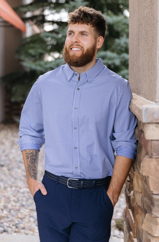 Rhone Commuter Shirt, Blue Stripe Rhone Commuter Shirt, Blue Stripe