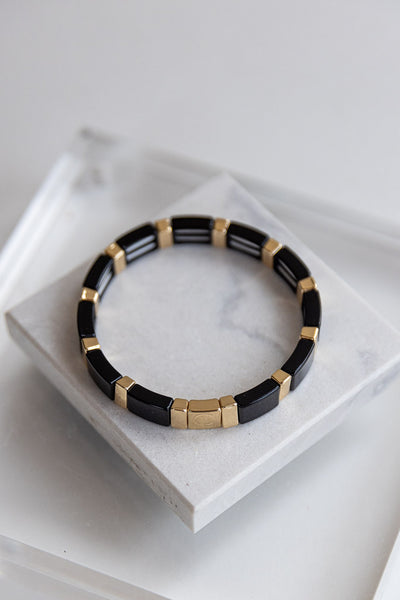 CL Tile Bracelet, Black/Gold