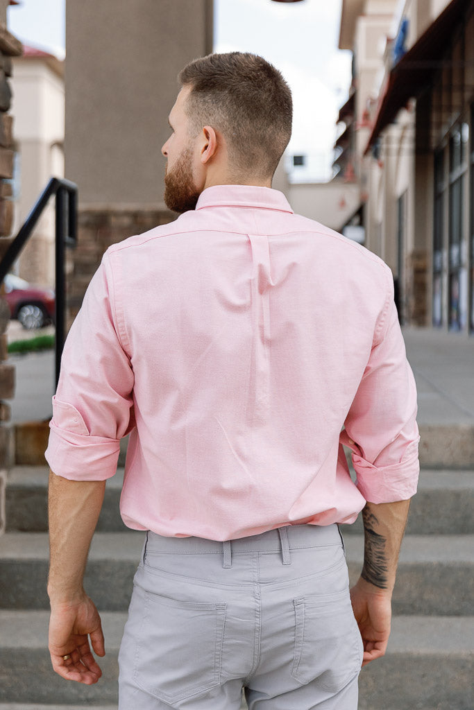 Polo Ralph Lauren Men's Slim Fit Long Sleeve Cotton Oxford Button Down Shirt - Pink - Size Large