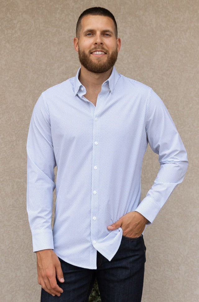 Mizzen & Main Leeward Dress Shirt, White Plus Print