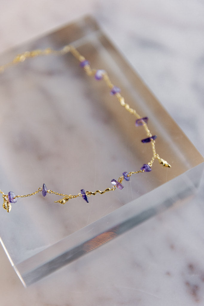 Amethyst Beads + Chain Layered Necklace