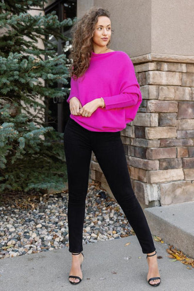 PRE-ORDER Kai Asymmetric Sweater, Fuchsia