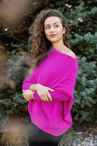 PRE-ORDER Kai Asymmetric Sweater, Fuchsia