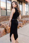 Ariana Ribbed Sweater Dress, Black