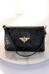 .Camille Embossed Leather Crossbody/Clutch, Black