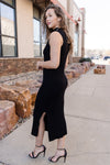 Ariana Ribbed Sweater Dress, Black