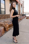 Ariana Ribbed Sweater Dress, Black