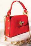 .Nina Pebbled Leather Hand Bag, Red