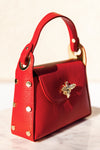 .Nina Pebbled Leather Hand Bag, Red