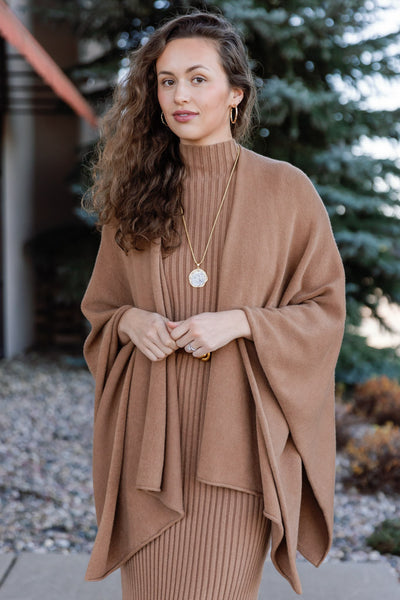 Serenity Sweater Wrap, Camel