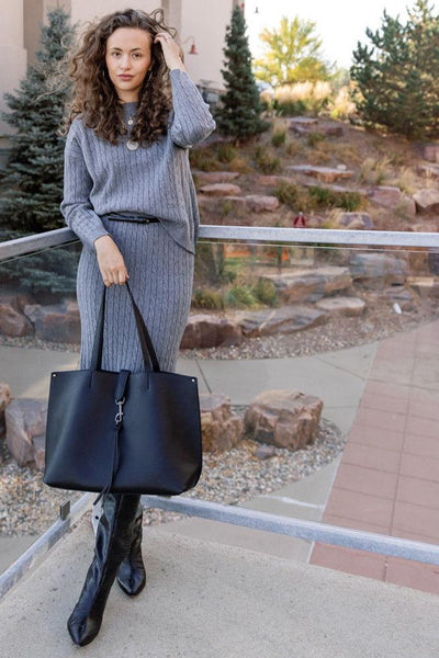 Celia Cable Knit Sweater, Grey