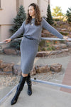 Collins Cable Knit Skirt, Grey