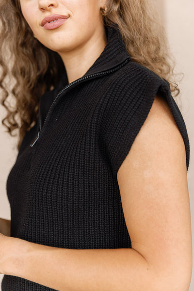 Erin 1/4 Zip Sweater Vest, Black