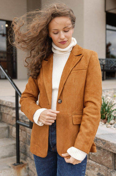 Tenley Sueded Blazer, Cognac