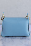 Nina Pebbled Leather Hand Bag, Dusty Blue