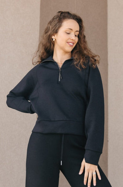 Spanx Air Essentials Half Zip Pullover, Black