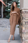 Ariana Ribbed Sweater Dress, Camel