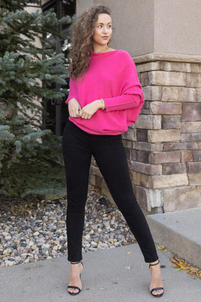 Kai Asymmetric Sweater, Fuchsia