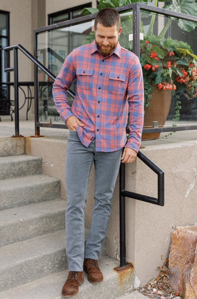 Faherty Legend Sweater Shirt, Rose Blue Check