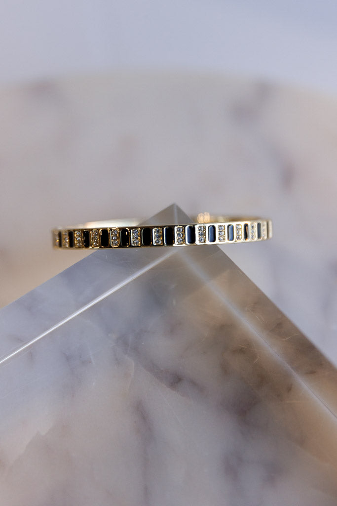 Milan Hinged Bangle, Black
