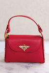 Nina Pebbled Leather Hand Bag, Red