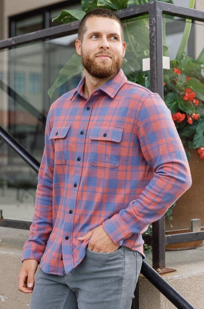 Faherty Legend Sweater Shirt, Rose Blue Check