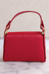 Nina Pebbled Leather Hand Bag, Red