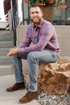 Faherty Legend Sweater Shirt, Rose Blue Check