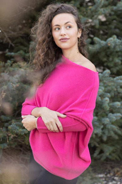 Kai Asymmetric Sweater, Fuchsia