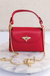 Nina Pebbled Leather Hand Bag, Red