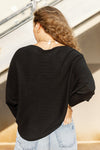 .Kira Ribbed Dolman Sweater, Black