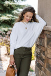 Kira Ribbed Dolman Sweater, Warm White