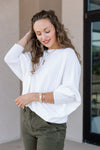 Kira Ribbed Dolman Sweater, Warm White