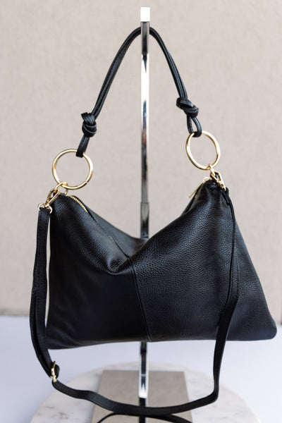 Drew Leather Bag, Black