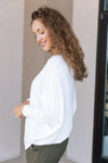 Kira Ribbed Dolman Sweater, Warm White