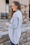 Jade Ribbed Mock Neck Sweater, Grey