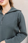 Spanx Air Essentials Half Zip Pullover, Dark Palm